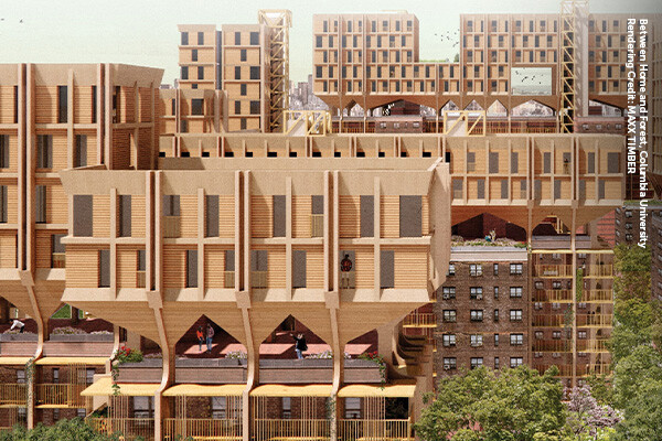 Between Home and Forest, Columbia University, Rendering Credit_ MAXX TIMBER_