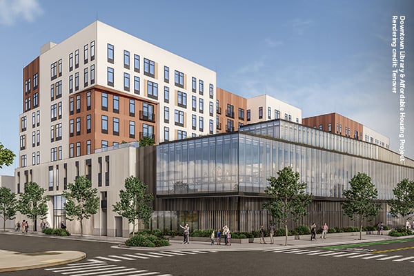 Downtown Library & Affordable Housing Project, Rendering credit_ Tenover (1)