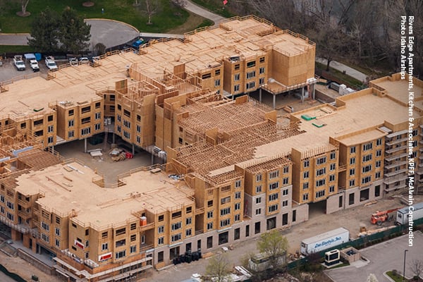 Rivers Edge Apartments, Kitchen & Associates, KPFF, McAlvain Construction, Photo Idaho Airships